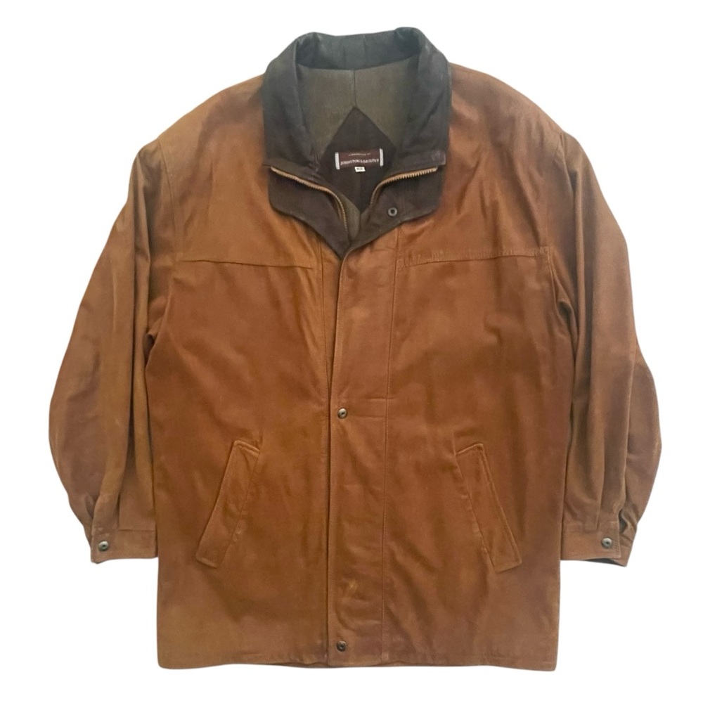 Johnston & Murphy Leather Field Coat Jacket Mens Size 42 Brown Lambskin Two Tone - Picture 2 of 16